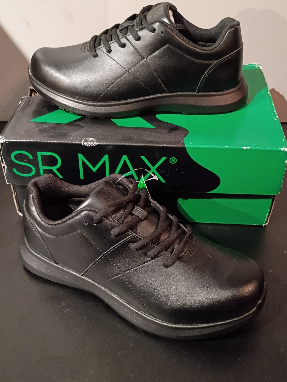 SR Max Women's Black Lace-Up Comfort Sneakers
